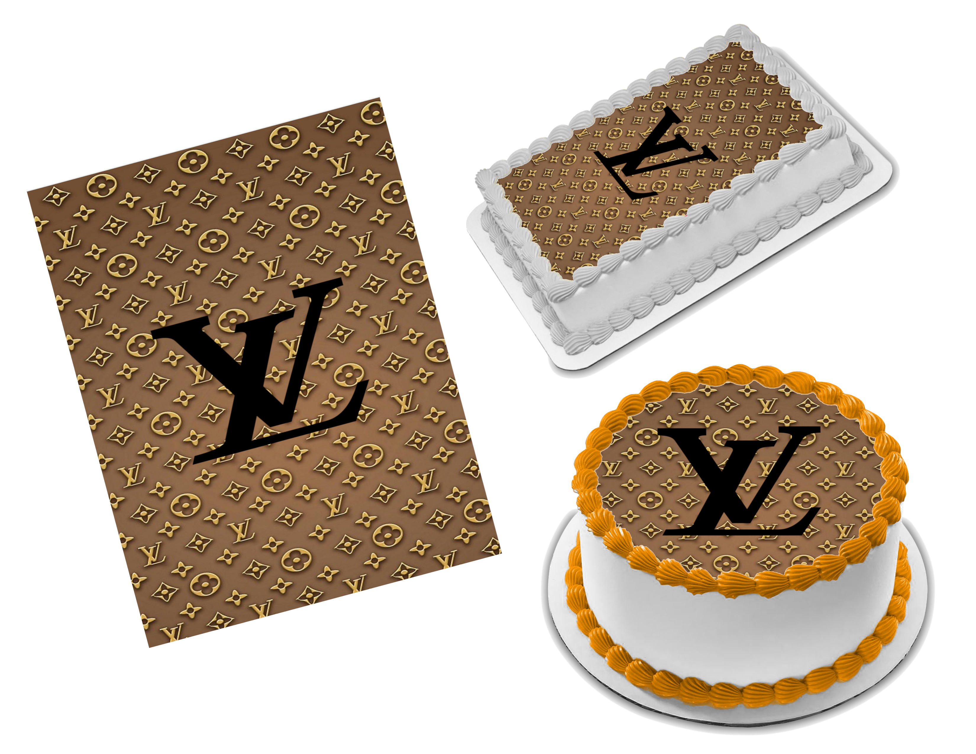 Louis Vuitton Brown Gold Edible Image Frosting Sheet #17 (70+ sizes) –  Sweet Custom Creations