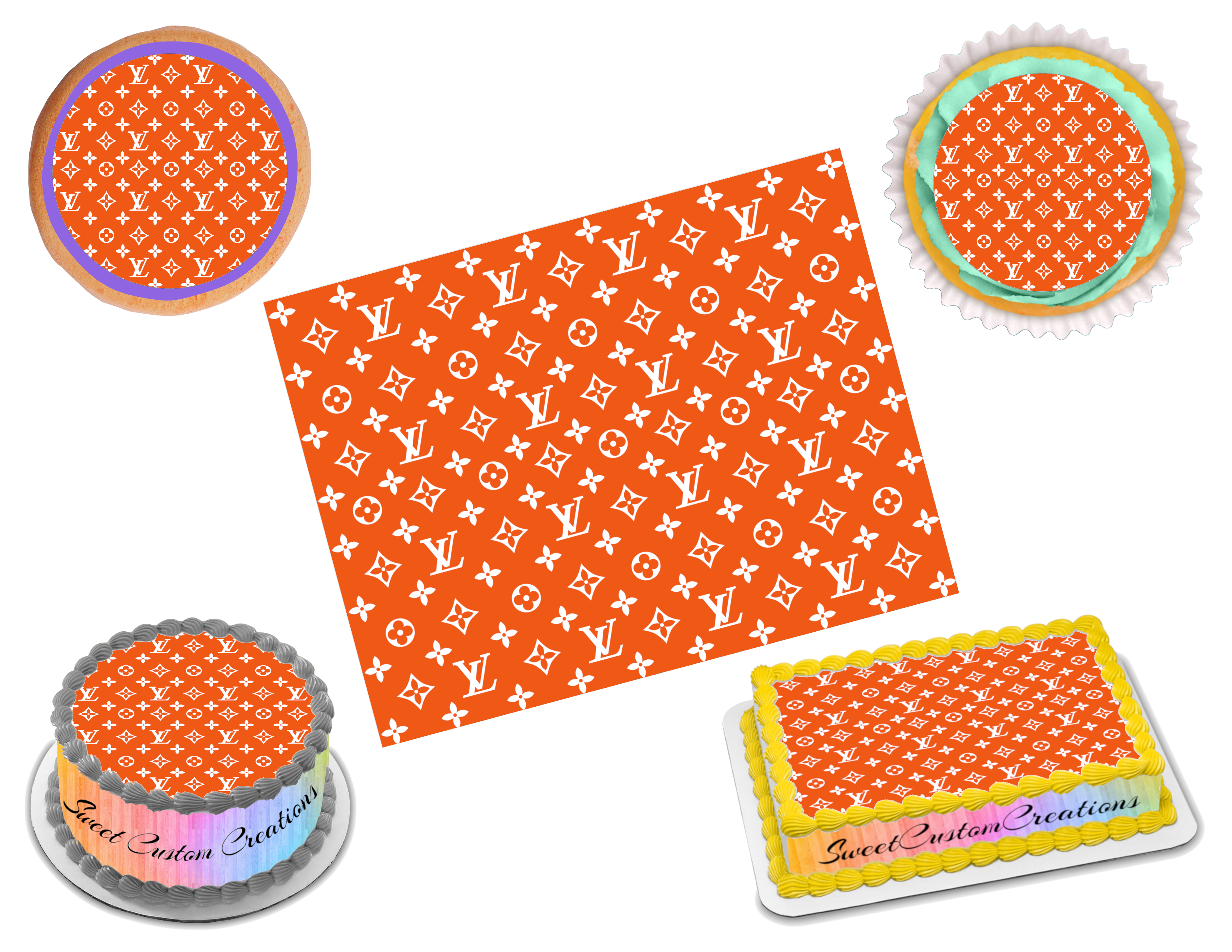 Louis Vuitton Orange White Edible Image Frosting Sheet #33 (70+ sizes) –  Sweet Custom Creations