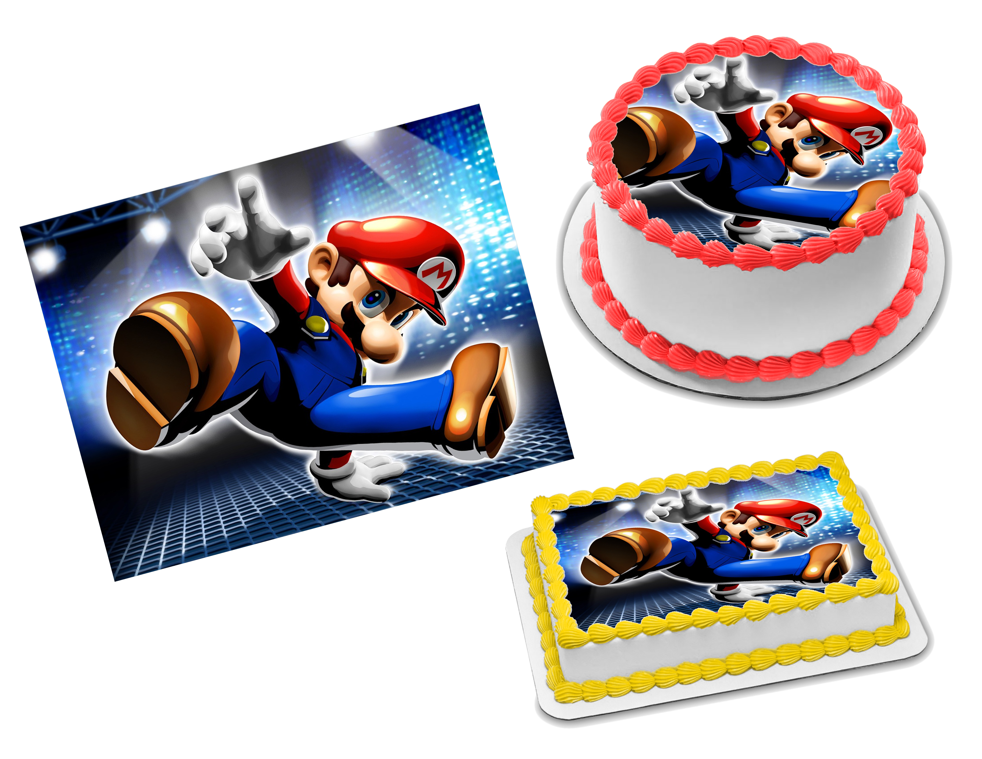 Super Mario Bros PERSONALISED Cake Topper. Loot Bag Party Supplies Cake  Custom