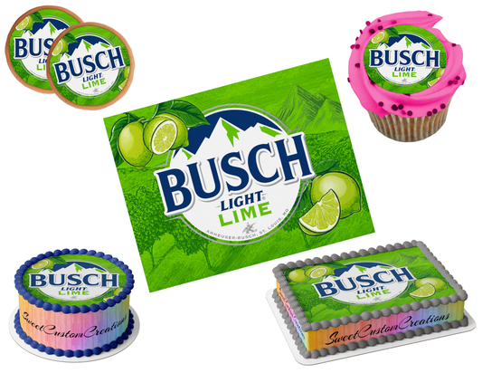 Busch Light Lime Beer Edible Image Frosting Sheet #10 Topper (80+ sizes)