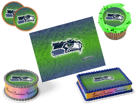 Seattle Seahawks Edible Image Frosting Sheet #10 (80+ sizes)