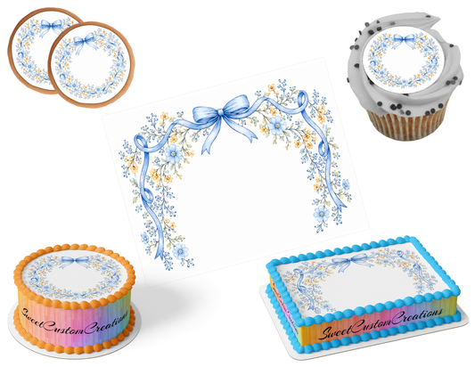 Baby Flower Border Edible Image Frosting Sheet #10 (80+ sizes)