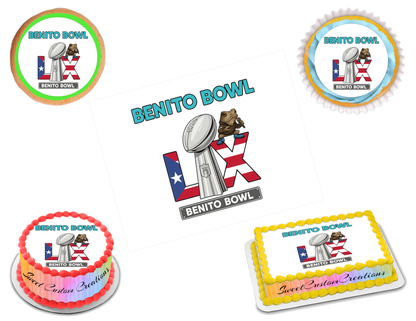 Benito Bowl LX 2026 Edible Image Frosting Sheet #11 (80+ sizes)