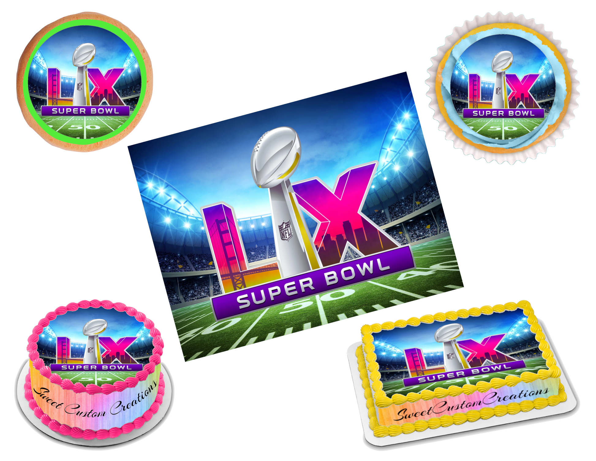 Super Bowl 60 LX 2026 Edible Image Frosting Sheet #11 (80+ sizes)