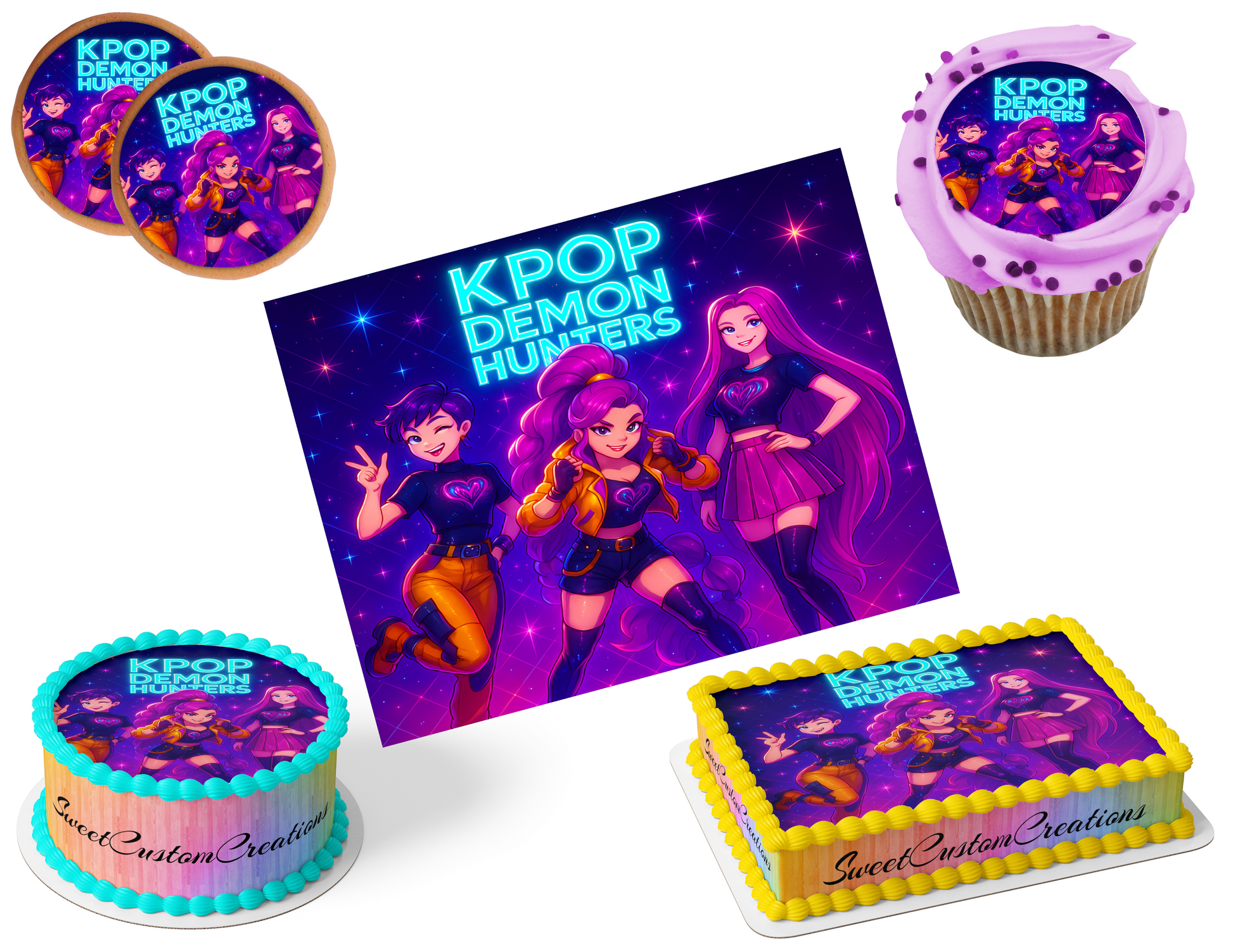 K-Pop Demon Hunters Edible Image Frosting Sheet #121 (80+ sizes)