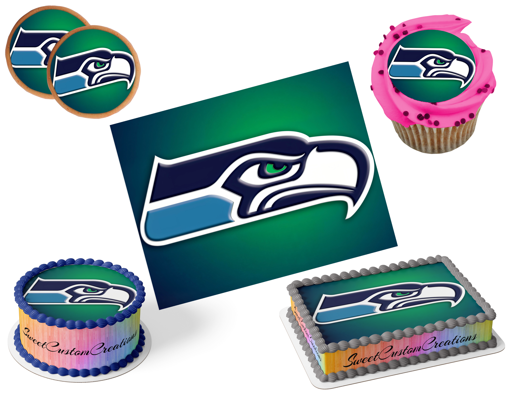 Seattle Seahawks Edible Image Frosting Sheet #12 (80+ sizes)