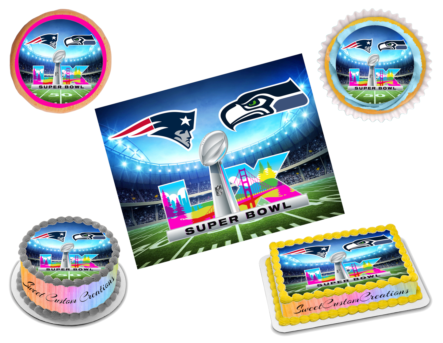 Super Bowl 60 LX 2026 Edible Image Frosting Sheet #13 (80+ sizes)