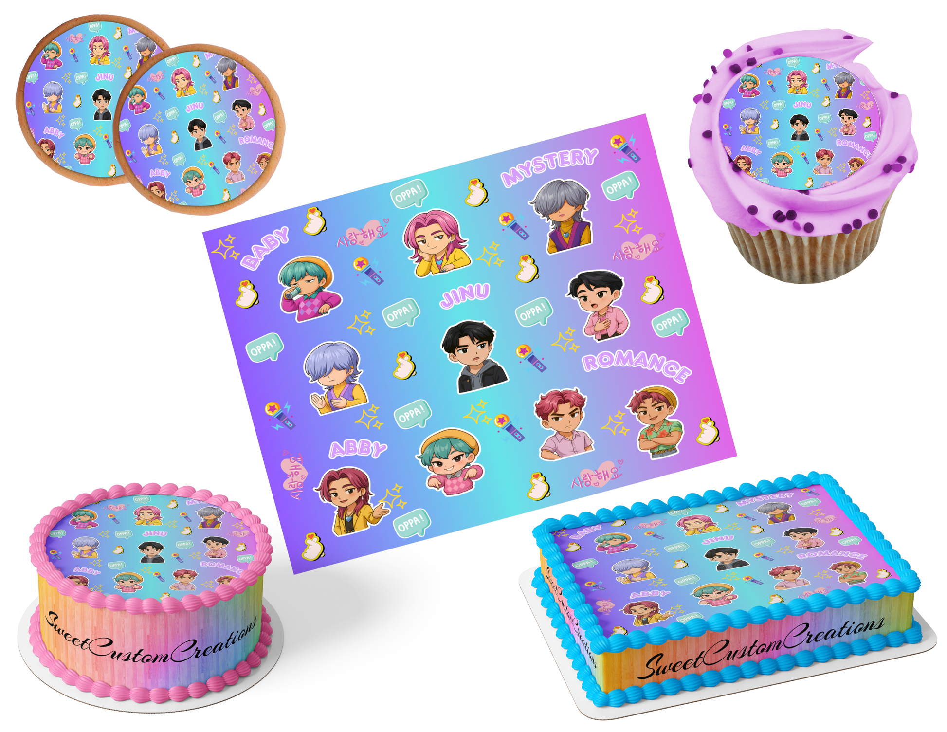 K-Pop Demon Hunters Edible Image Frosting Sheet #13 (80+ sizes)