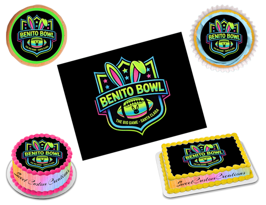 Benito Bowl LX 2026 Edible Image Frosting Sheet #13 (80+ sizes)