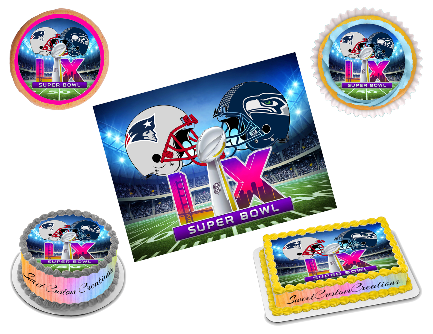 Super Bowl 60 LX 2026 Edible Image Frosting Sheet #14 (80+ sizes)