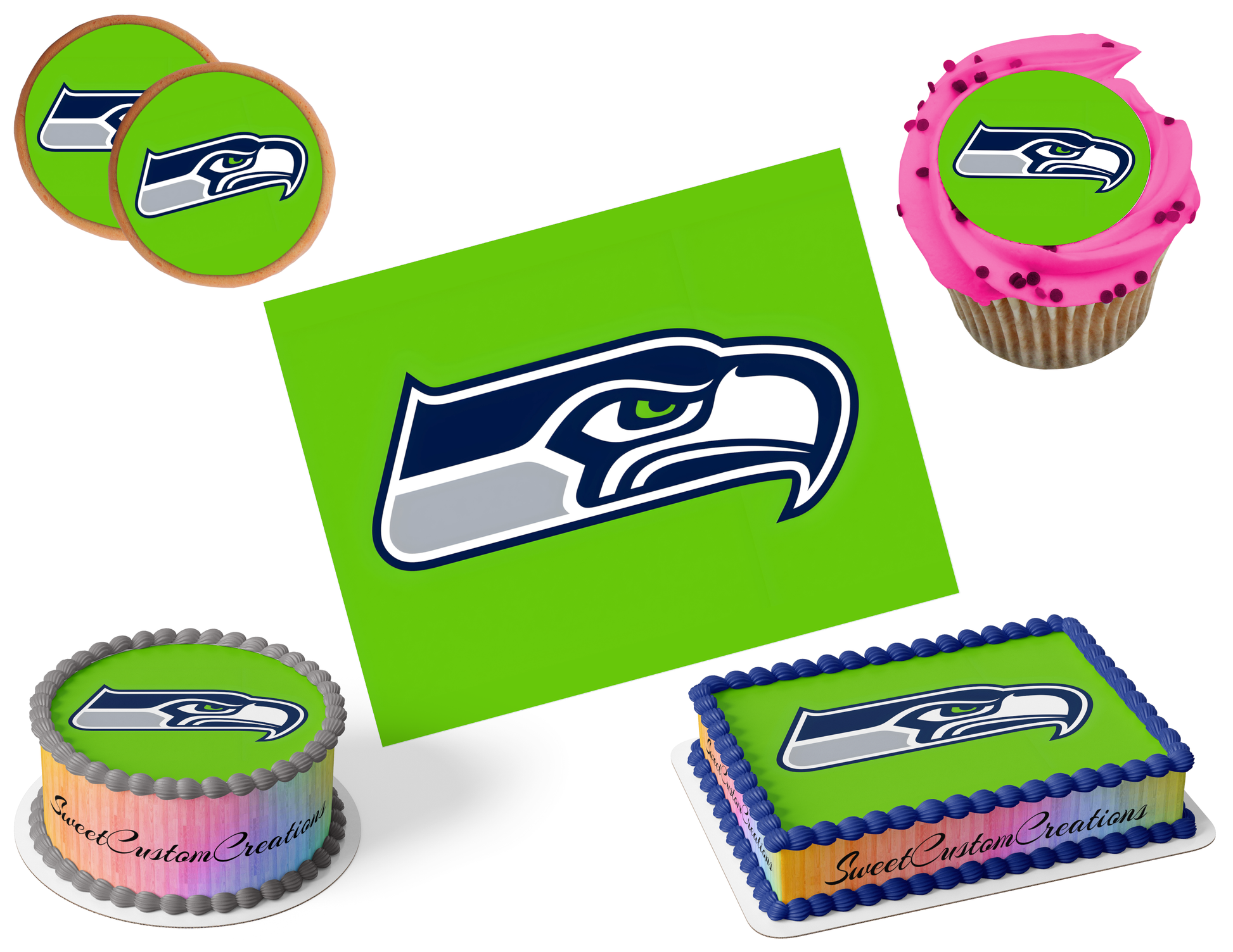 Seattle Seahawks Edible Image Frosting Sheet #14 (80+ sizes)