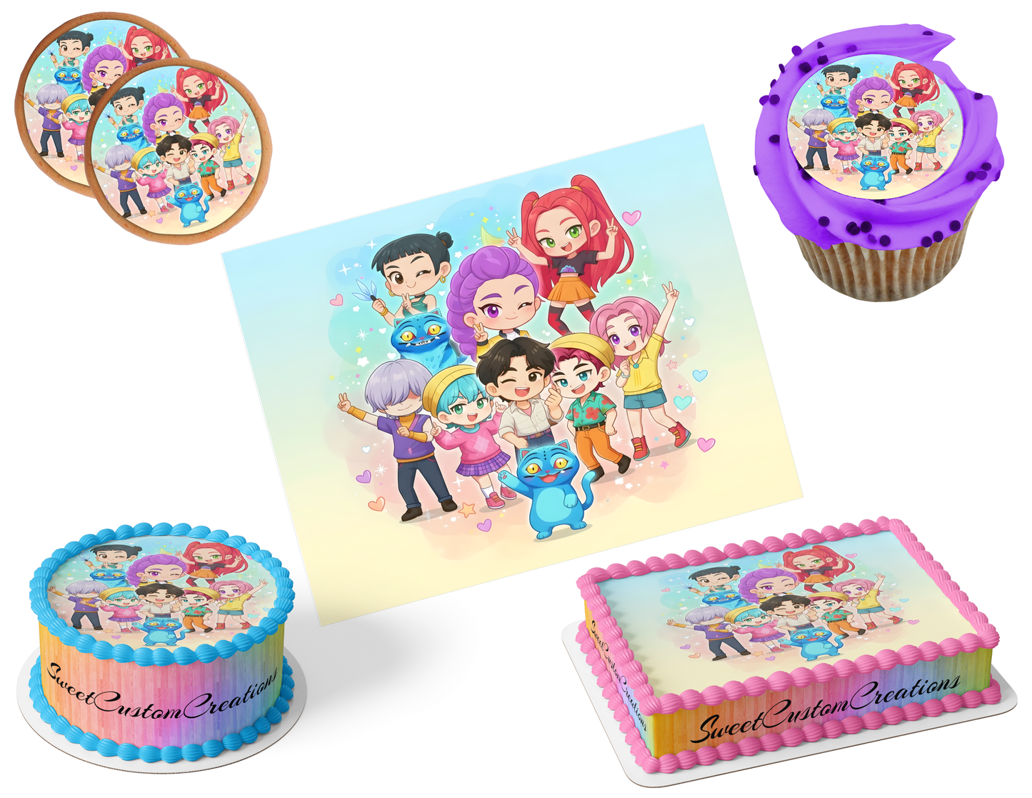 K-Pop Demon Hunters Edible Image Frosting Sheet #155 (80+ sizes)