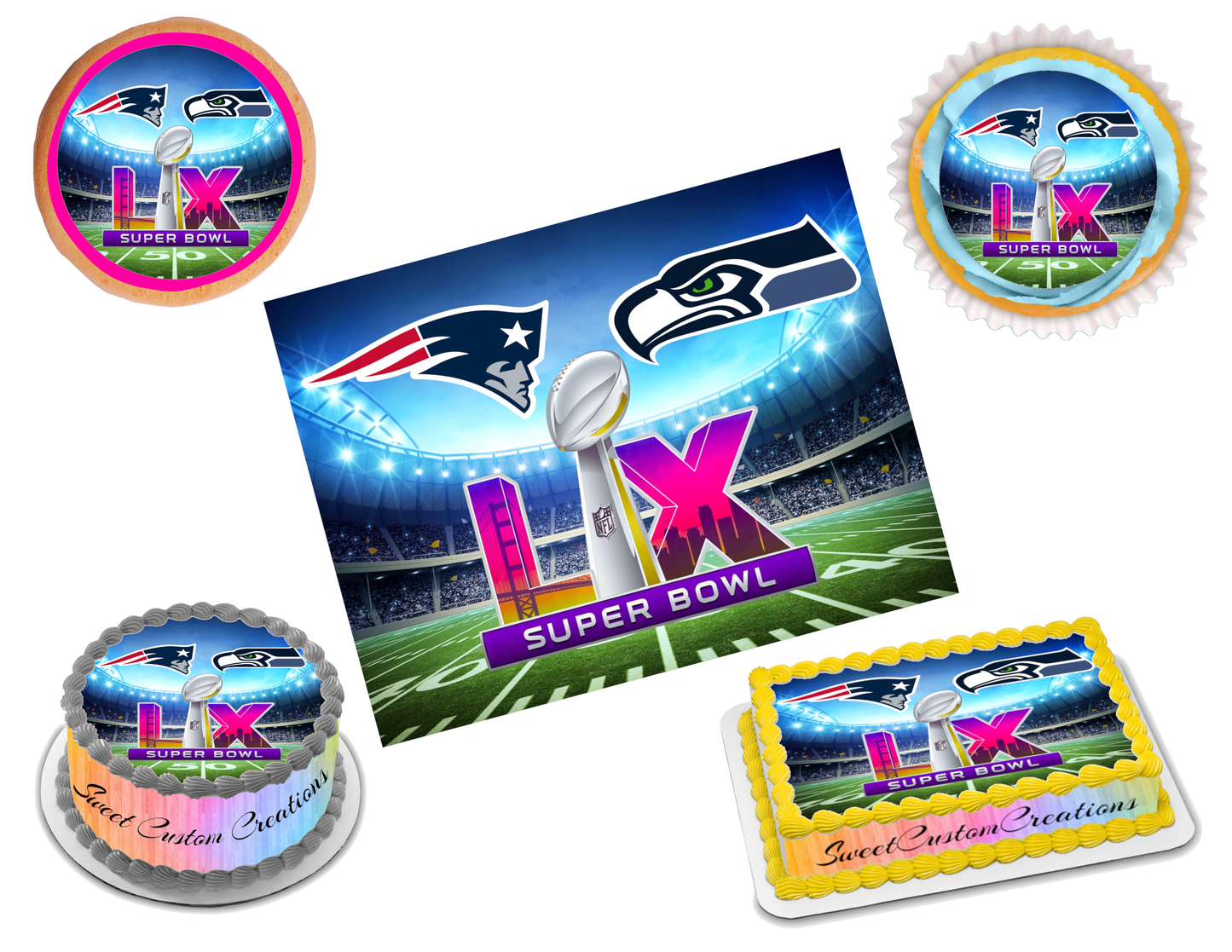 Super Bowl 60 LX 2026 Edible Image Frosting Sheet #15 (80+ sizes)