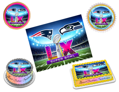 Super Bowl 60 LX 2026 Edible Image Frosting Sheet #15 (80+ sizes)