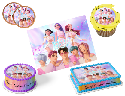 K-Pop Demon Hunters Edible Image Frosting Sheet #15 (80+ sizes)