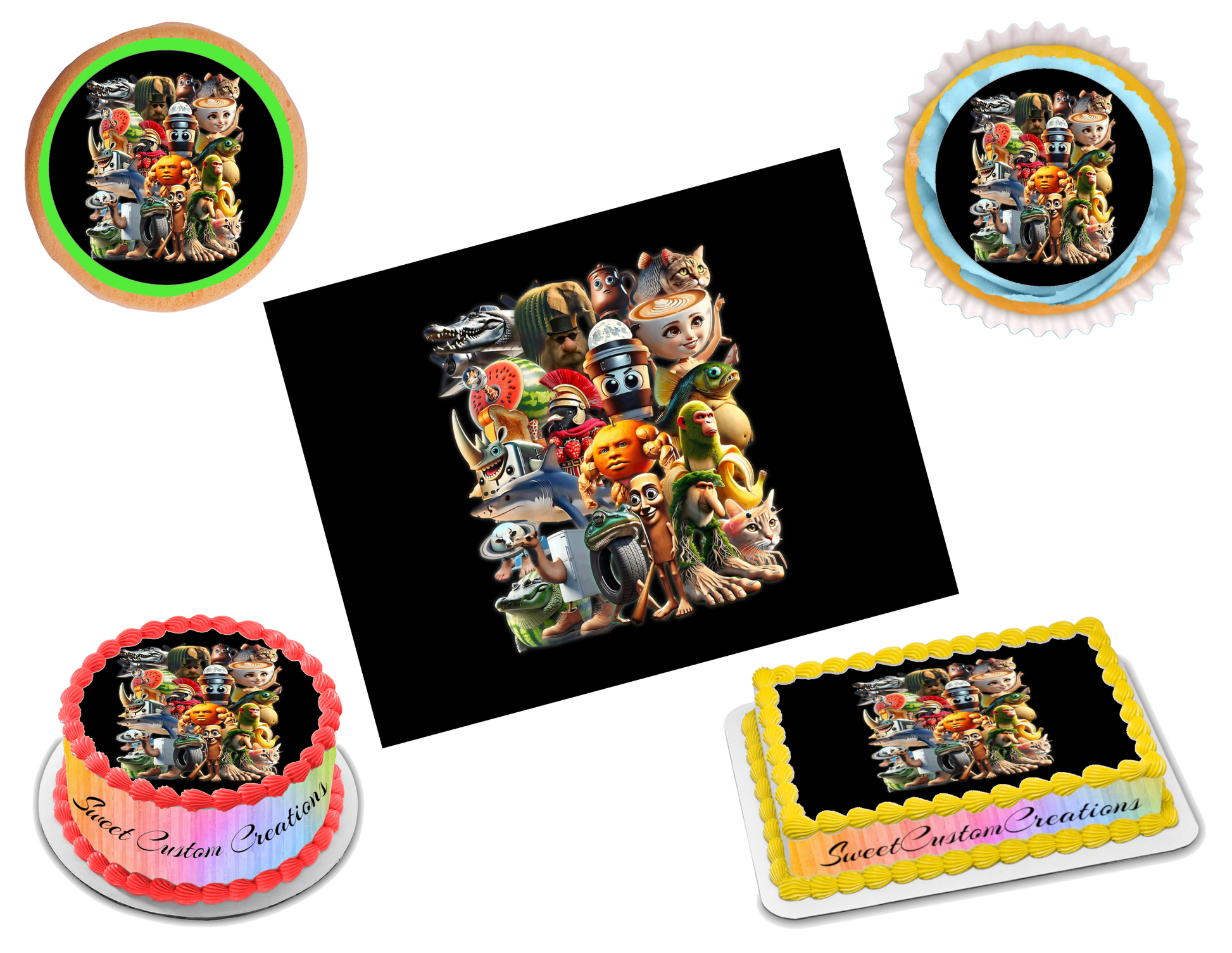 Italian Cartoon Brainrot Edible Image Frosting Sheet #16 (80+ sizes)