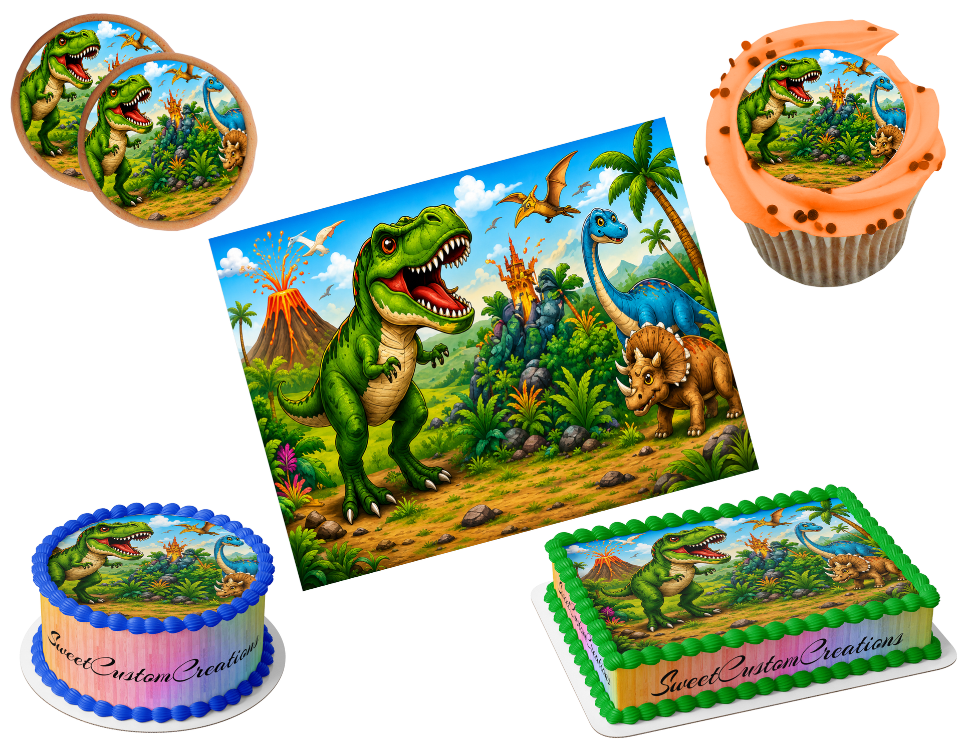 Dinosaurs Edible Image Frosting Sheet #17 Topper (80+ sizes)