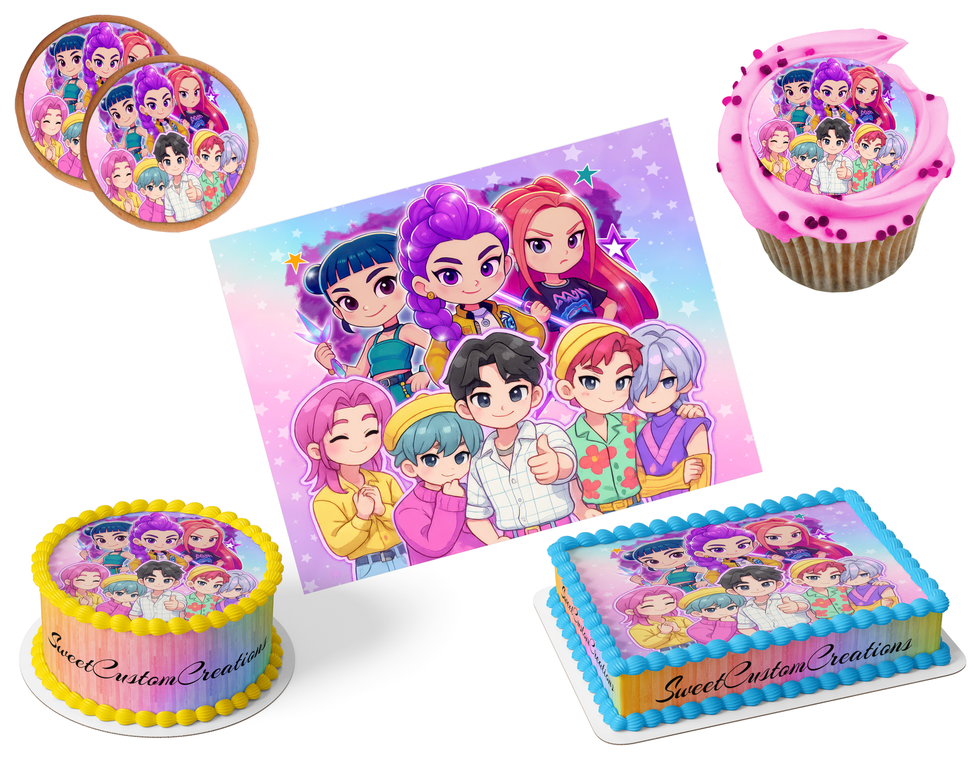 K-Pop Demon Hunters Edible Image Frosting Sheet #189 (80+ sizes)