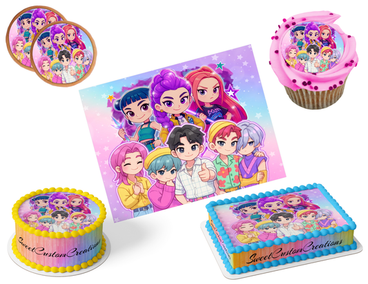K-Pop Demon Hunters Edible Image Frosting Sheet #189 (80+ sizes)