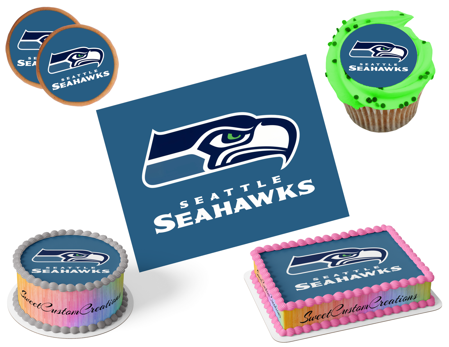 Seattle Seahawks Edible Image Frosting Sheet #19 (80+ sizes)