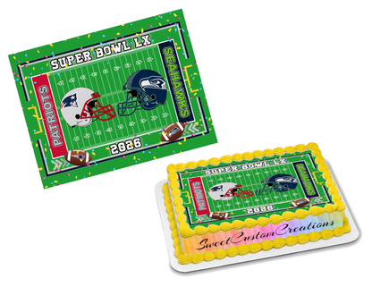 Super Bowl 60 LX 2026 Edible Image Frosting Sheet #19 (80+ sizes)