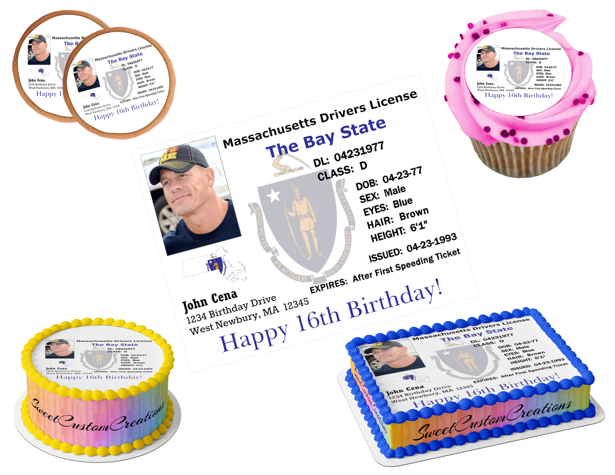 MA Drivers License Edible Image Frosting Sheet (80+ sizes)