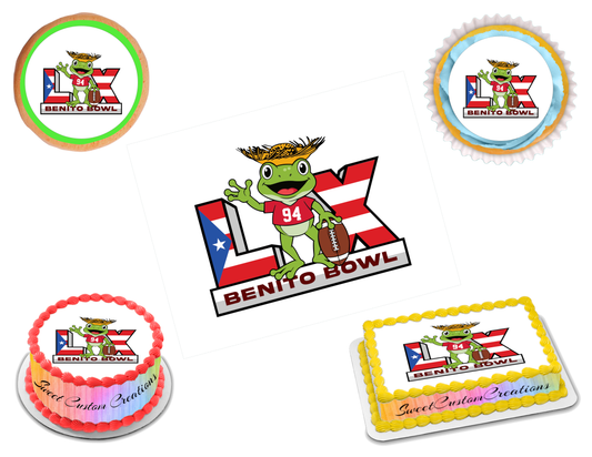 Benito Bowl LX 2026 Edible Image Frosting Sheet #1 (80+ sizes)