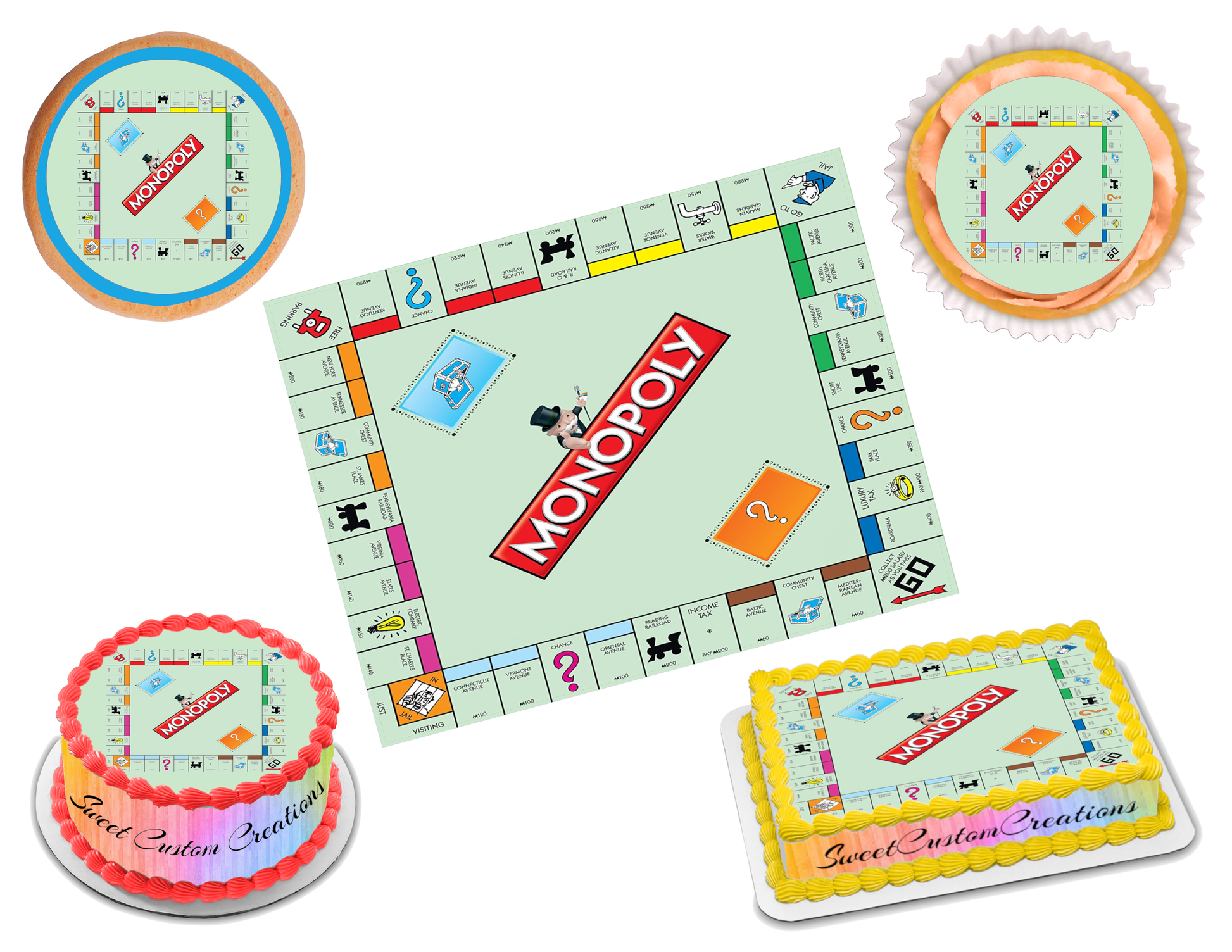 Hoja de glaseado con imagen comestible de Monopoly #1 Topper (más