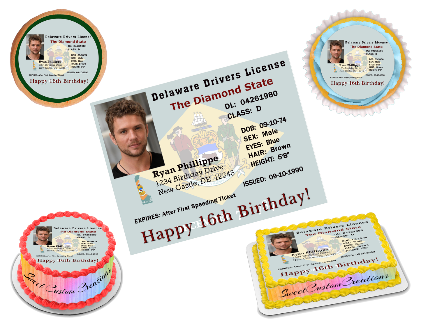 O Licencia de conducir Hoja de glaseado con imagen comestible (más de 70 tamaños)