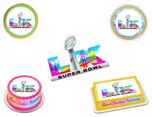 Super Bowl 60 LX 2026 Edible Image Frosting Sheet #1 (80+ sizes)