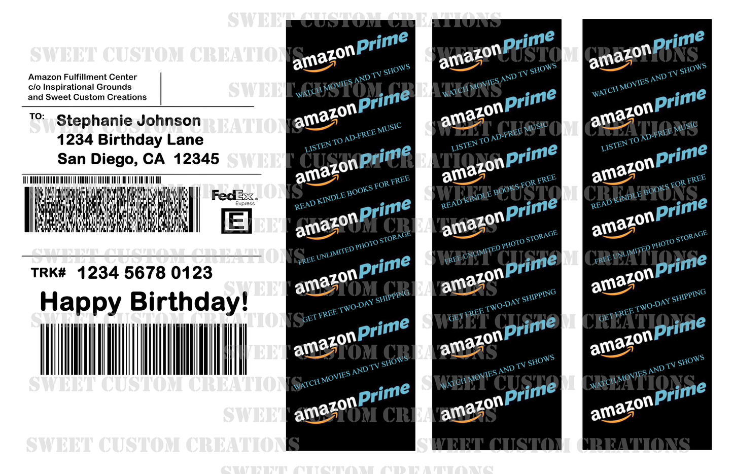 Amazon Prime FedEx Express Label Edible Image Frosting Sheet Sheet #1 (3 sizes) 