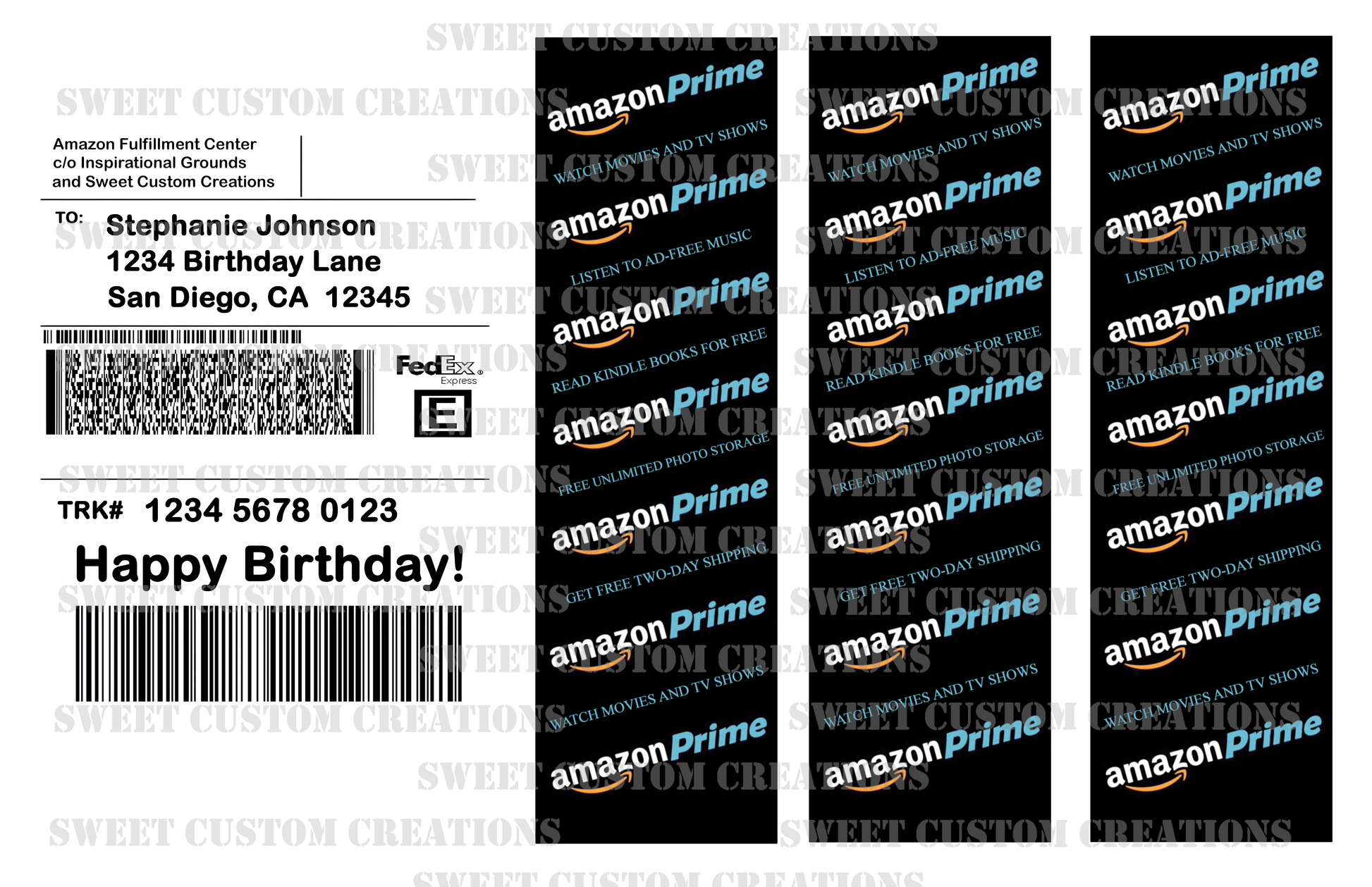 Amazon Prime FedEx Express Label Edible Image Frosting Sheet Sheet #1 (3 sizes) 