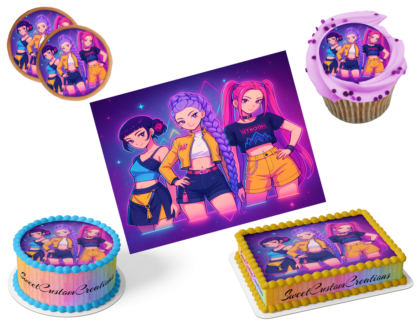 K-Pop Demon Hunters Edible Image Frosting Sheet #205 (80+ sizes)