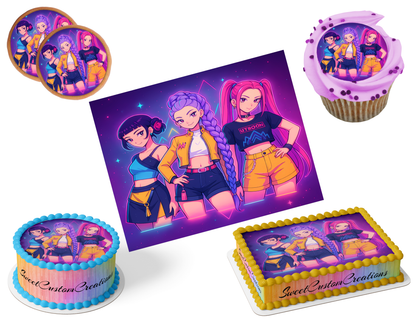K-Pop Demon Hunters Edible Image Frosting Sheet #205 (80+ sizes)