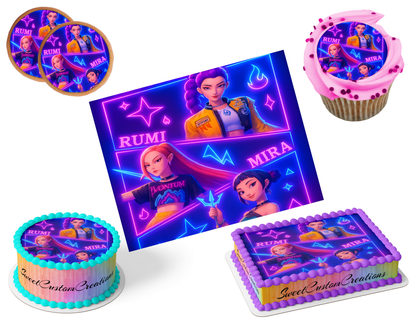 K-Pop Demon Hunters Edible Image Frosting Sheet #208 (80+ sizes)