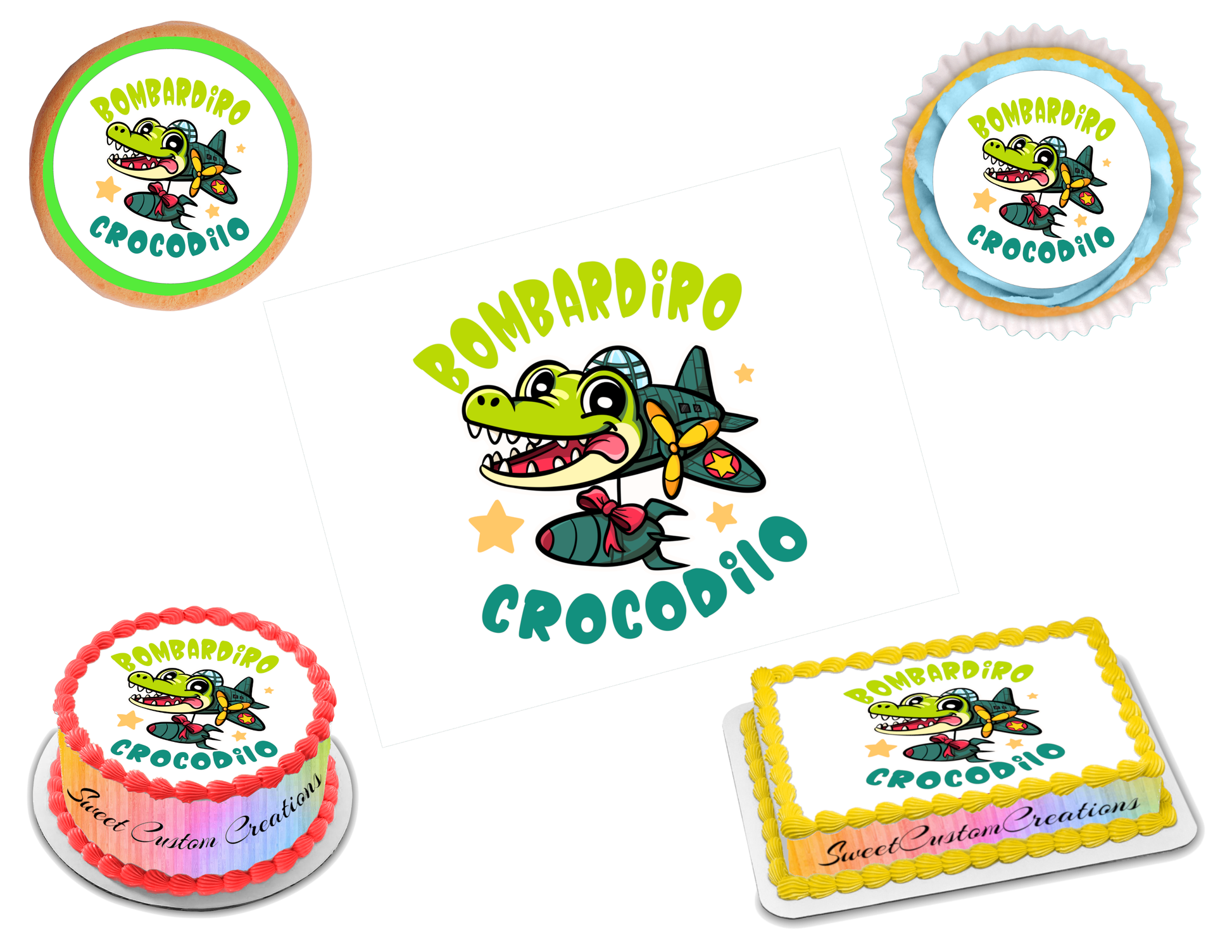 Italian Cartoon Brainrot Edible Image Frosting Sheet #20 (80+ sizes)