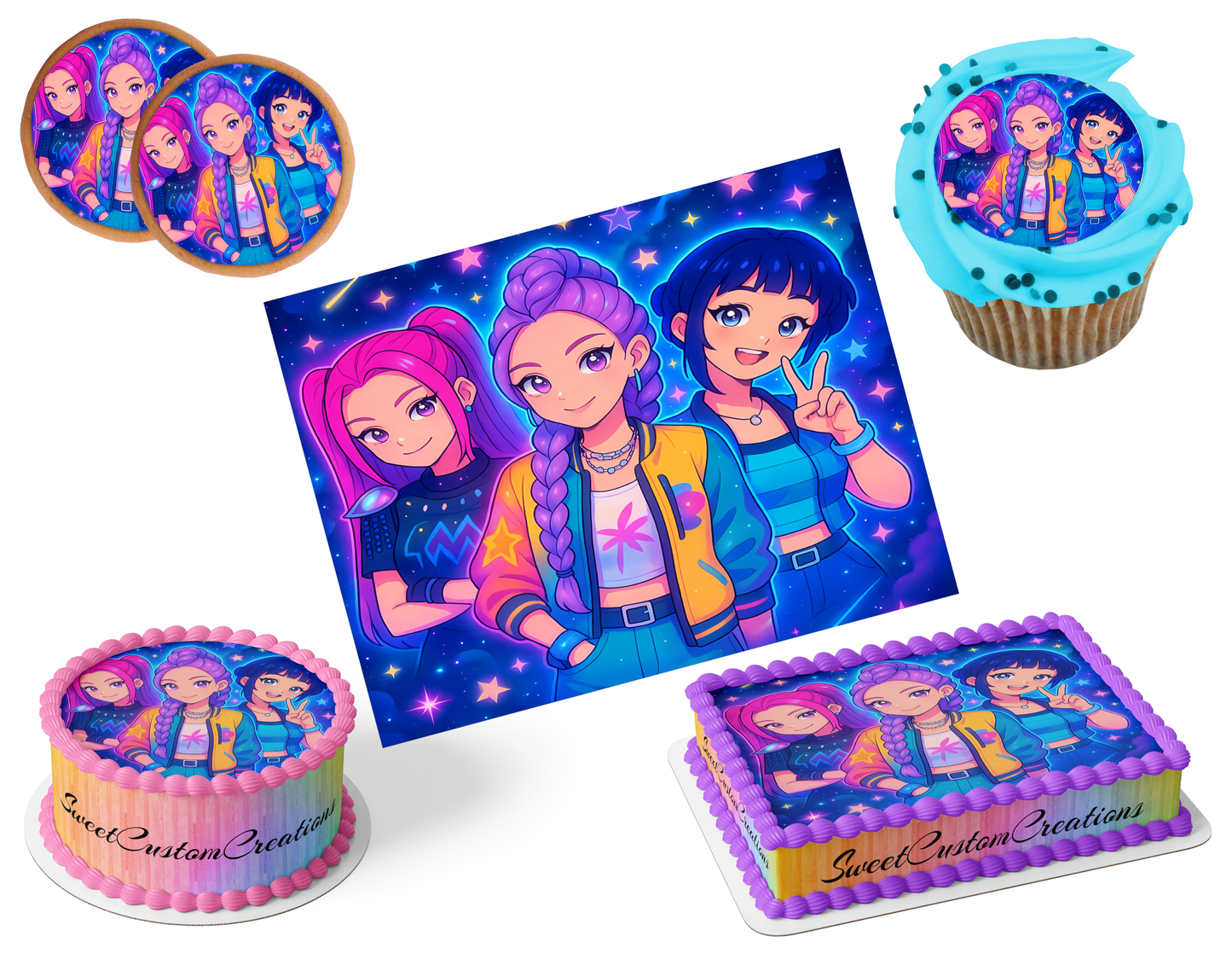 K-Pop Demon Hunters Edible Image Frosting Sheet #212 (80+ sizes)