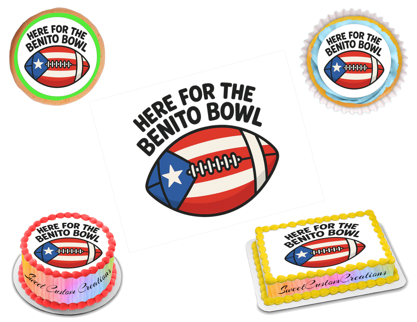 Benito Bowl LX 2026 Edible Image Frosting Sheet #22 (80+ sizes)