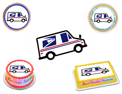 USPS Truck Edible Image Frosting Sheet #2 (80+ sizes)