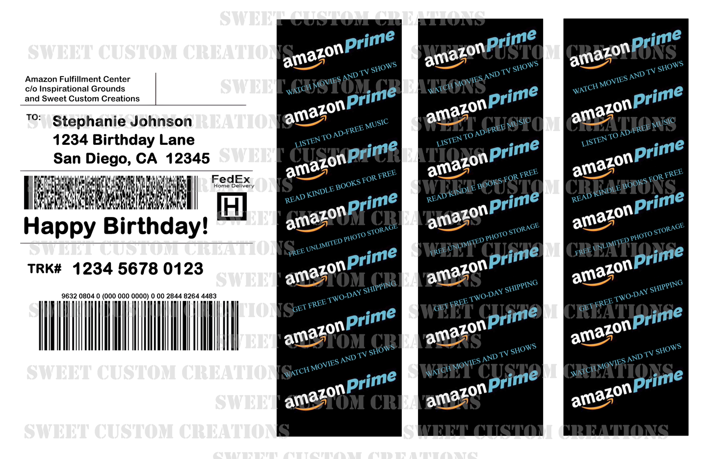 Amazon Prime FedEx Home Label Edible Image Frosting Sheet Sheet #2 (3 sizes)