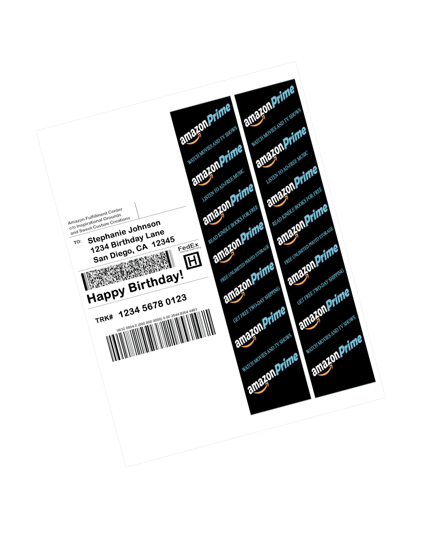 Amazon Prime FedEx Home Label Edible Image Frosting Sheet Sheet #2 (3 sizes)