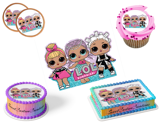 LOL Surprise Dolls Edible Image Frosting Sheet #3 (80+ sizes)