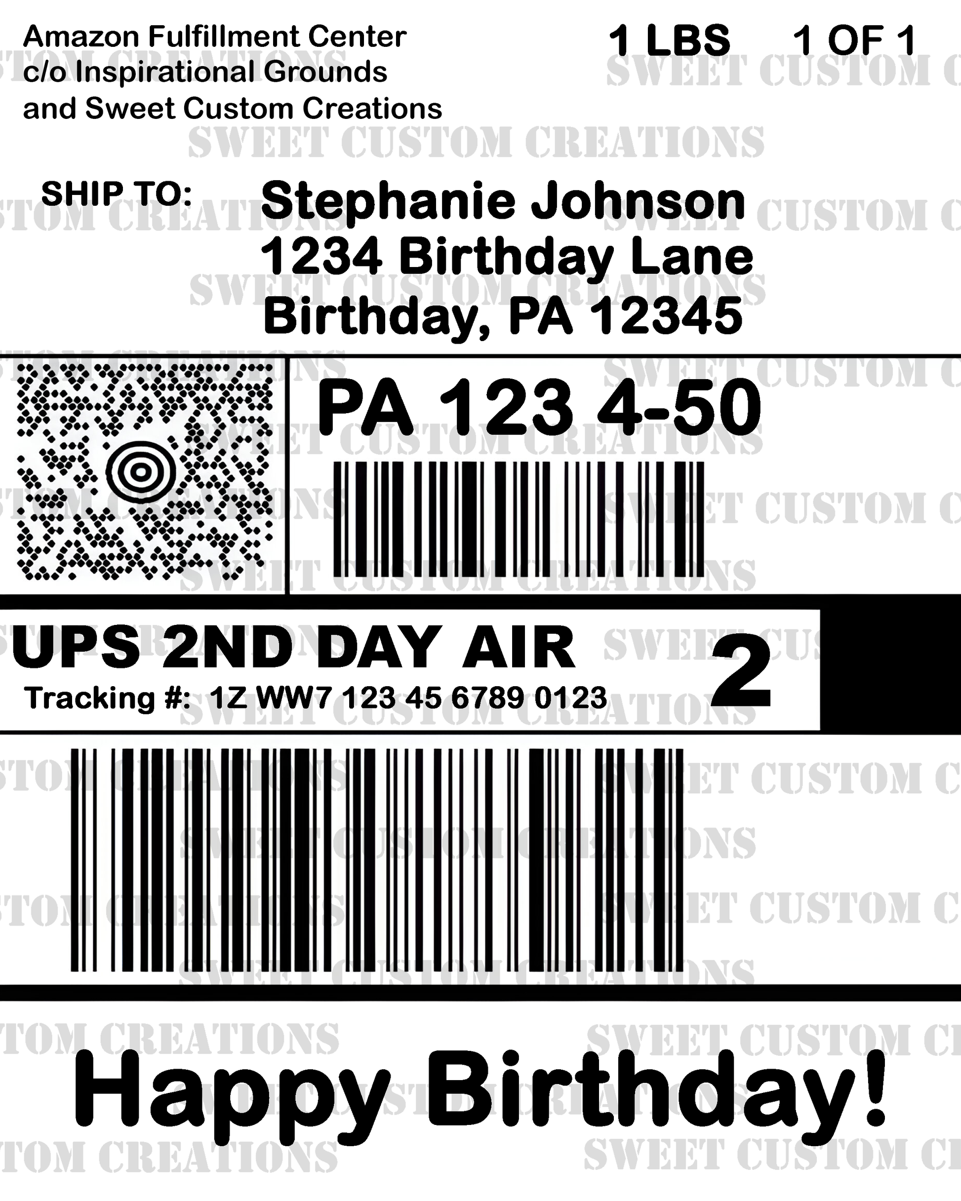 Amazon Prime UPS 2 Day Label Edible Image Frosting Sheet Cake (3 sizes)