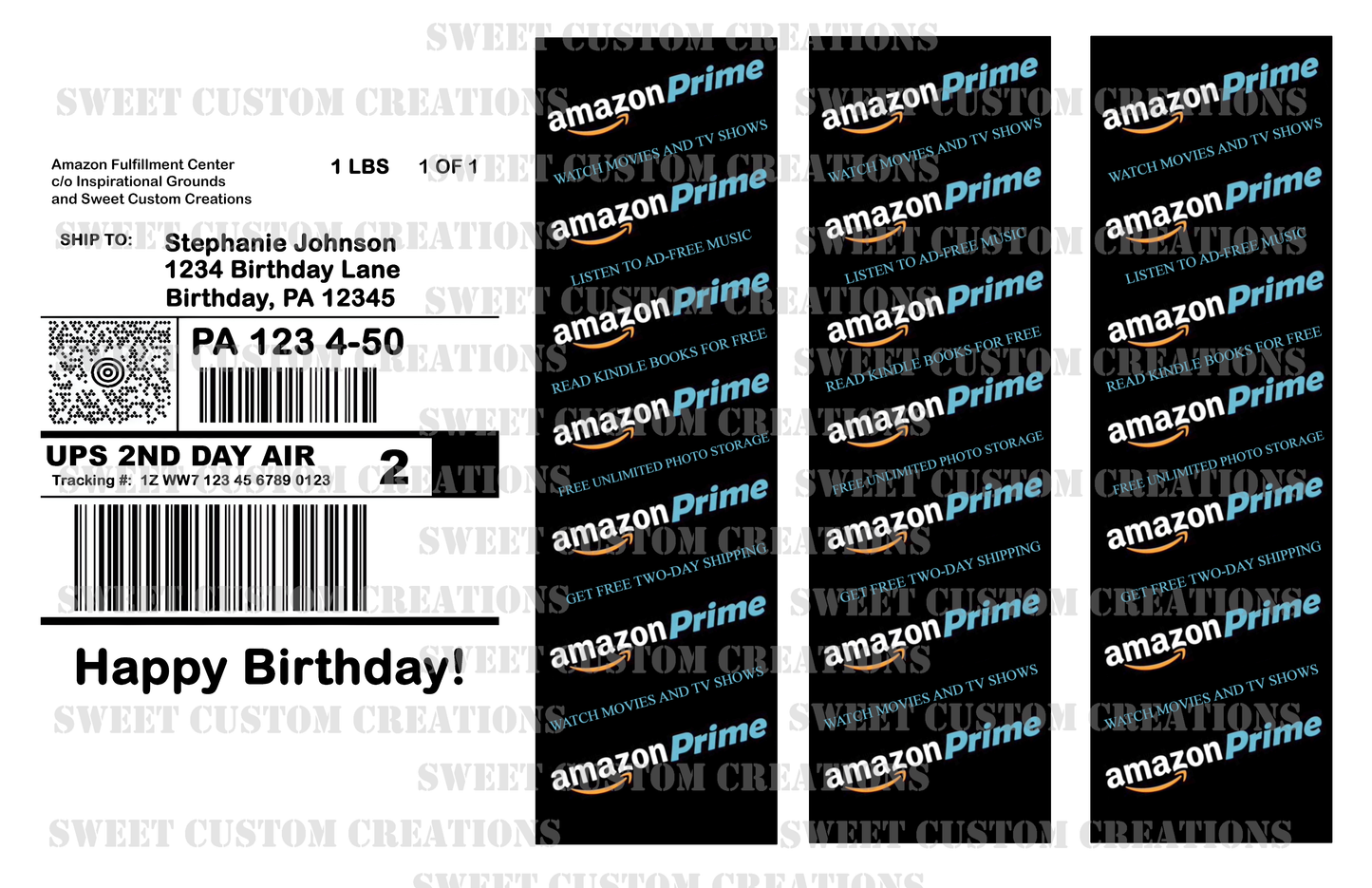 Amazon Prime UPS 2 Day Label Edible Image Frosting Sheet Cake (3 sizes)