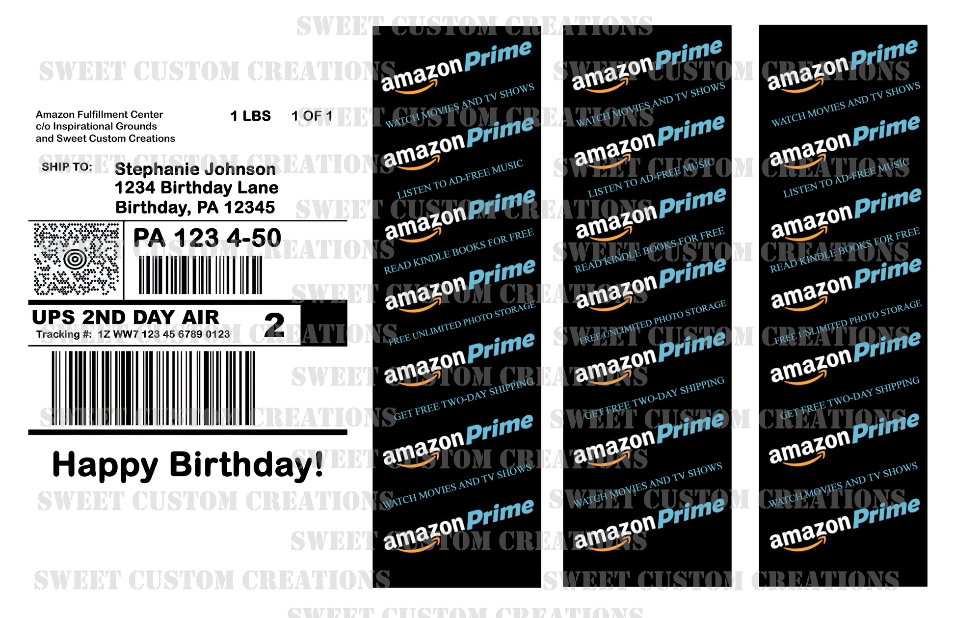 Amazon Prime UPS 2 Day Label Edible Image Frosting Sheet Cake (3 sizes)