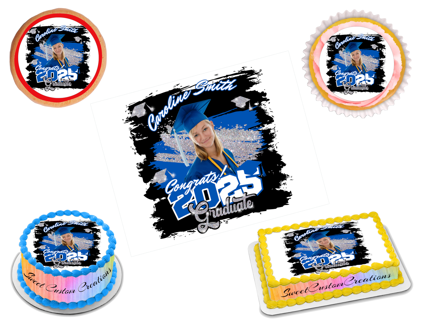 Hoja de glaseado con imagen comestible de graduación n.° 3 (más de 70 tamaños)