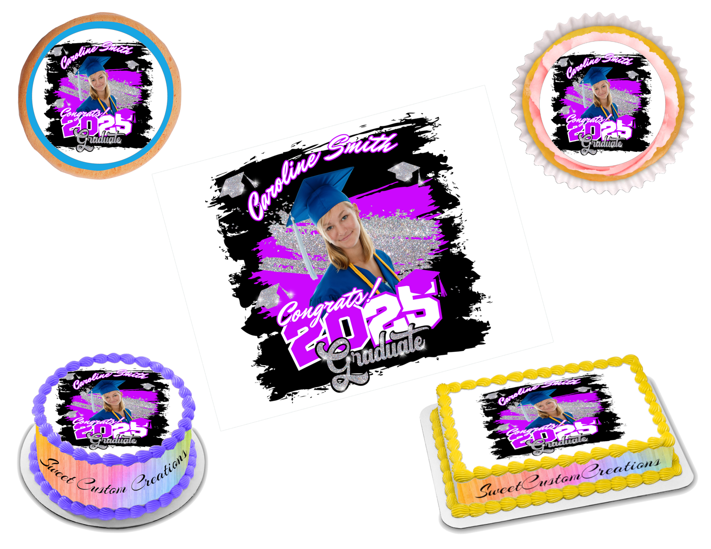 Hoja de glaseado con imagen comestible de graduación n.° 3 (más de 70 tamaños)