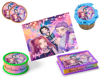 K-Pop Demon Hunters Edible Image Frosting Sheet #36 (80+ sizes)