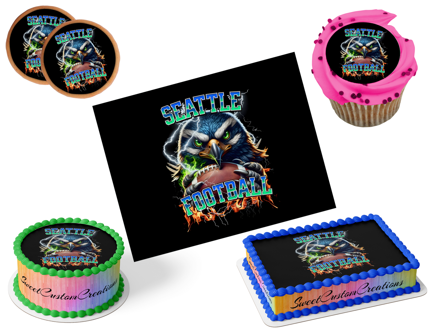 Seattle Seahawks Edible Image Frosting Sheet #39 (80+ sizes)