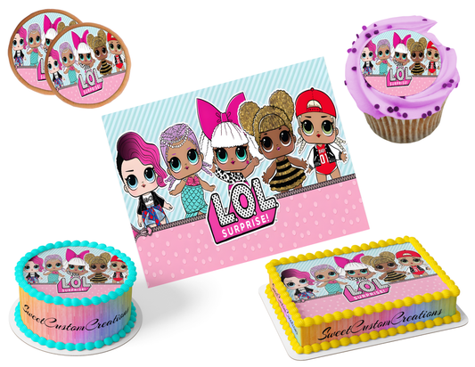 LOL Surprise Dolls Edible Image Frosting Sheet #4 (80+ sizes)